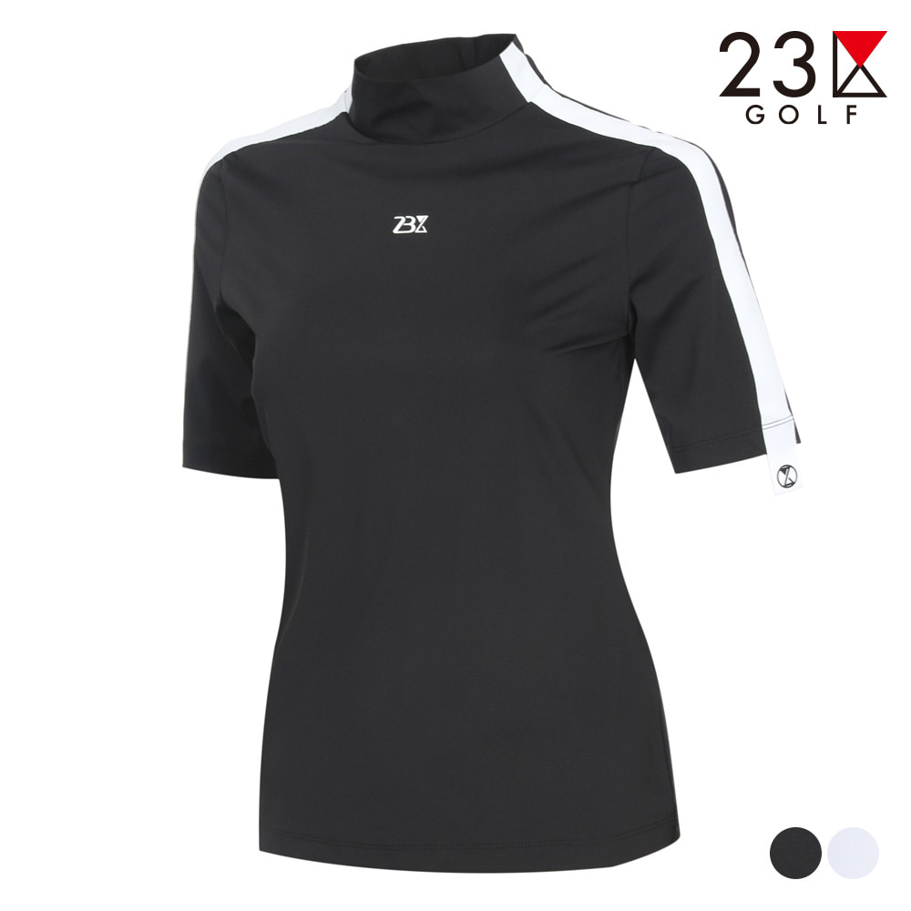 [23구골프] 여성 반넥 소매배색 티셔츠 EM2LTS033