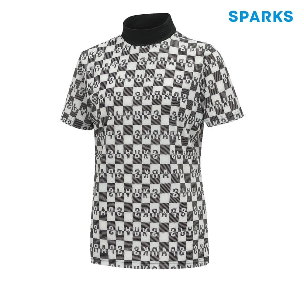 [스팍스] 여성 로고 패턴 냉감 반팔 하이넥 하프넥 티셔츠 SN2LTS032