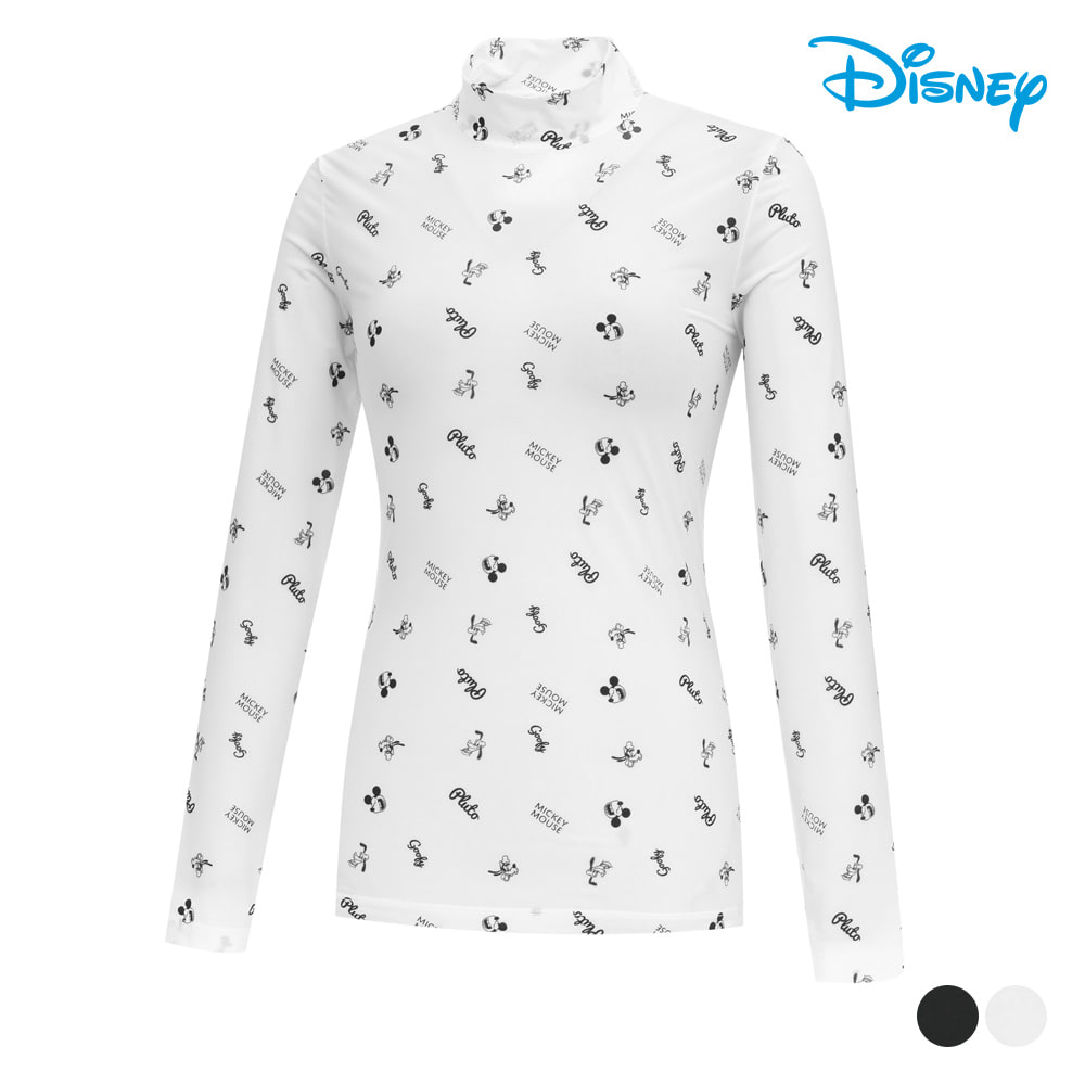 [디즈니]여성 캐릭터 패턴 냉감 긴팔 하이넥 하프넥 티셔츠 DO1LTS021