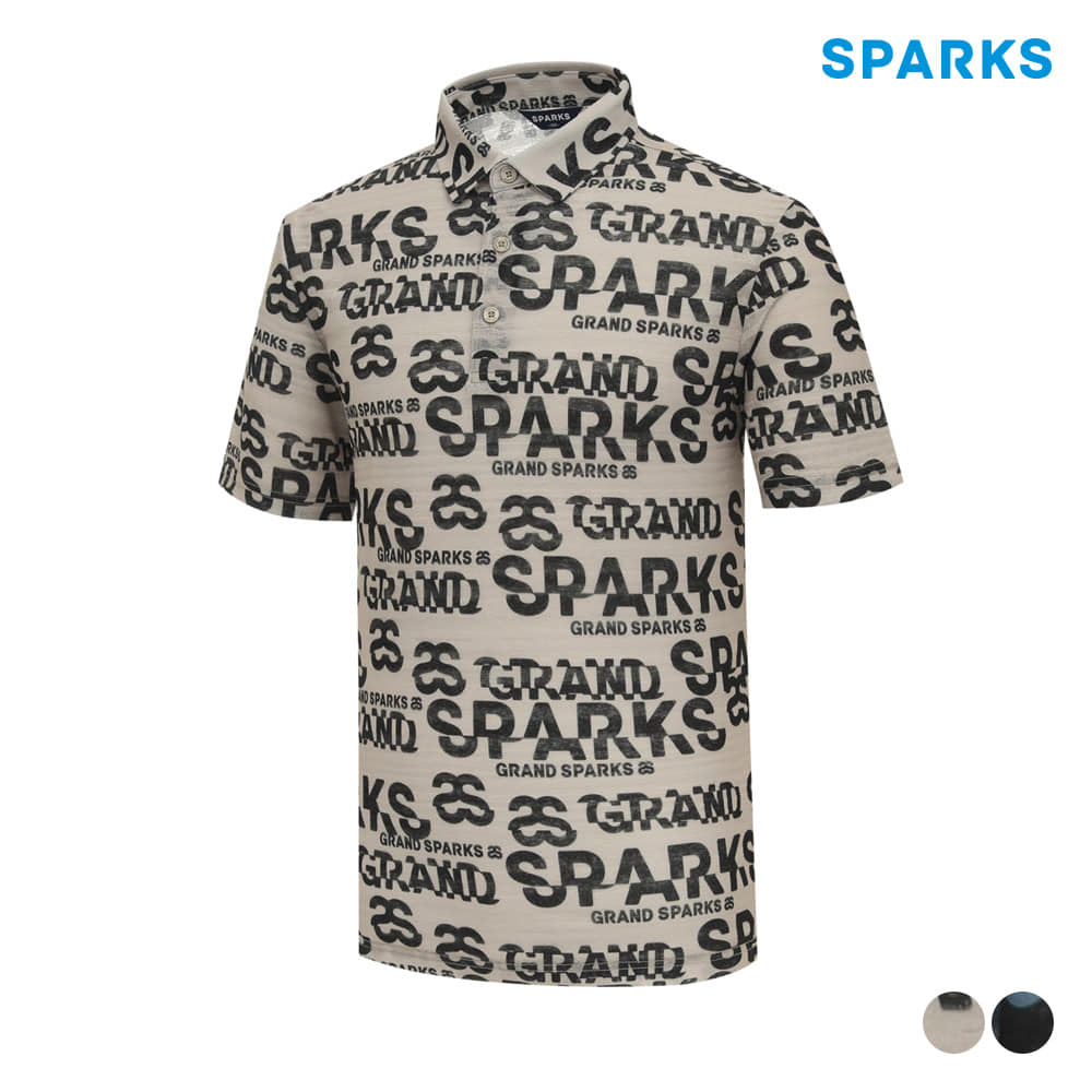 [스팍스] 남성 로고 패턴 반팔 카라 티셔츠 SO2MTS033